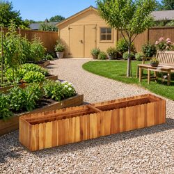 Wooden Raised Garden Bed: 150x30x25 cm, Acacia Wood