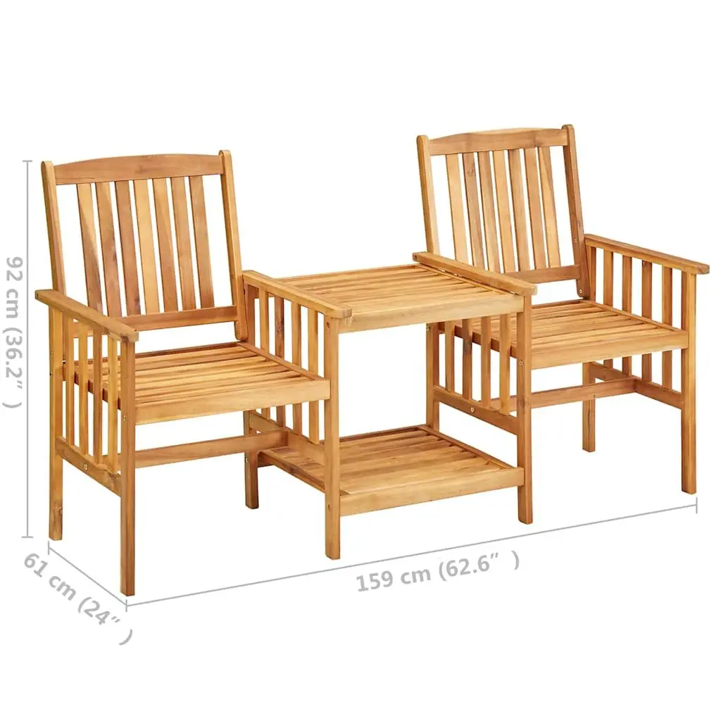 Bistro Set for Garden and Patio 2 Chairs Tea Table Brown