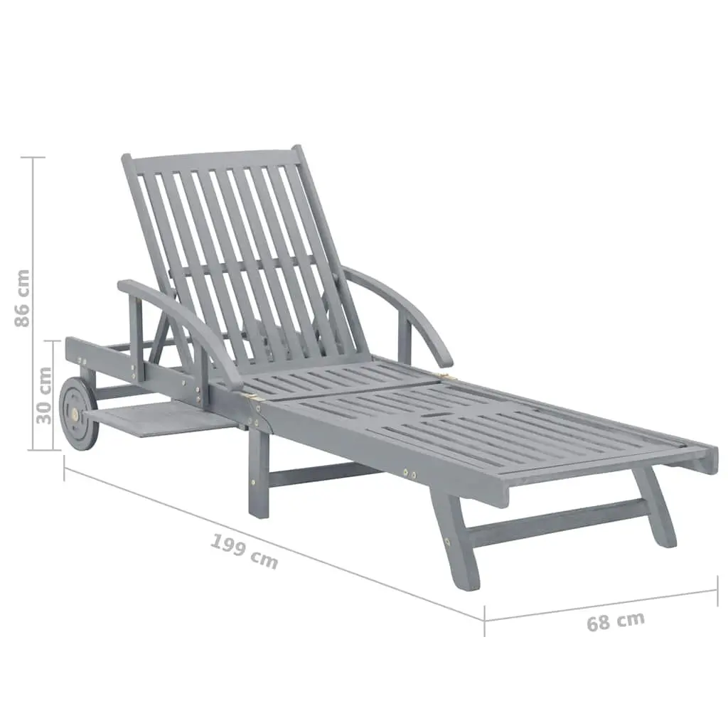 Sun Lounger Outdoor Garden Patio Adjustable Recliner Grey Wooden