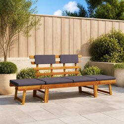 Convertible Daybed Bench: 190cm Acacia Wood Design
