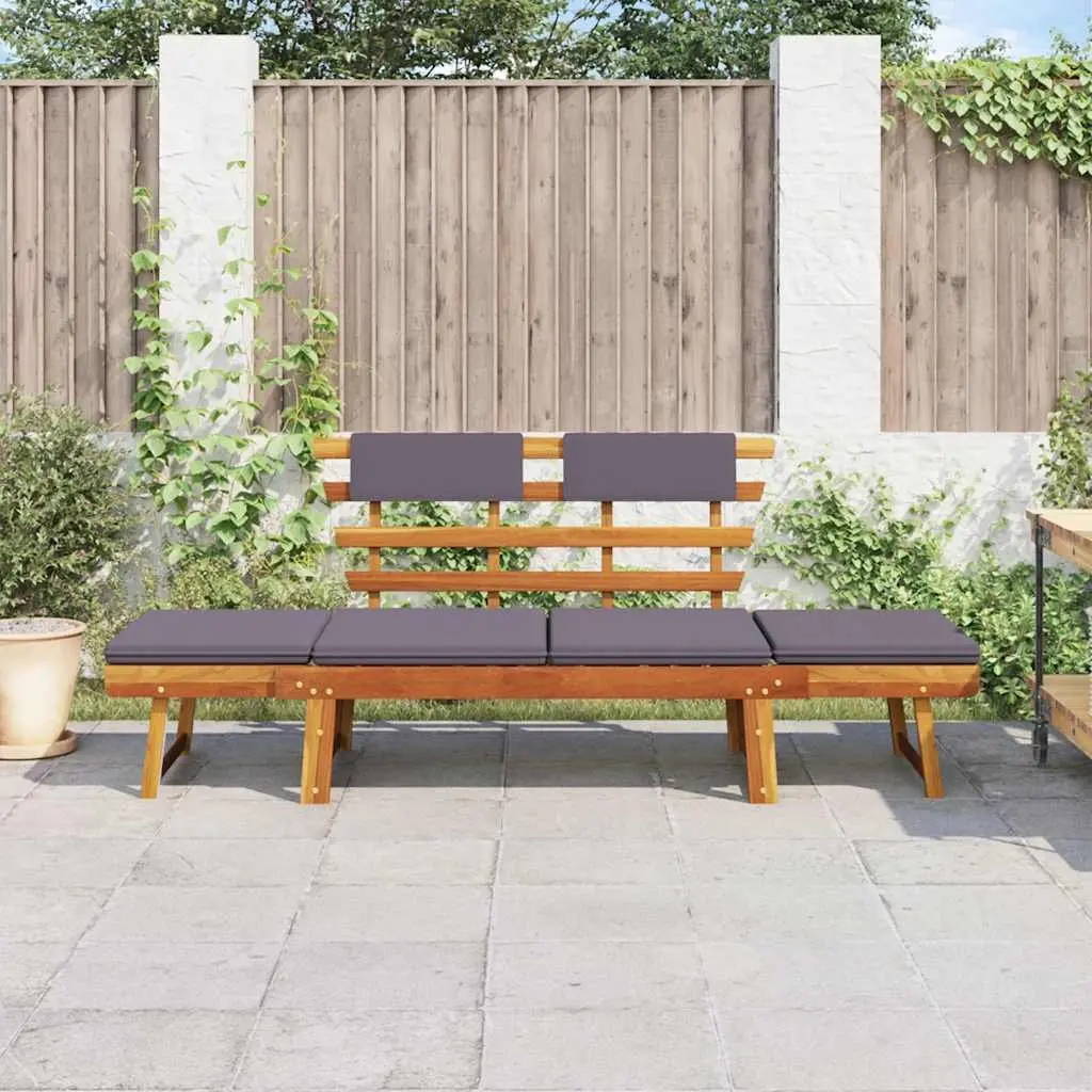 Outdoor Garden Daybed Bench 190cm Convertible Sun Lounger with Cushions