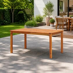 Outdoor Dining Table Dimensions: 150x90x74 cm in Brown