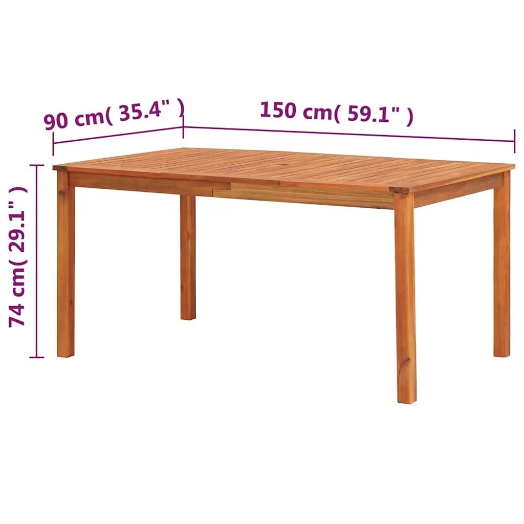 Outdoor Dining Table 150x90x74 cm Garden Patio Furniture Brown Wood