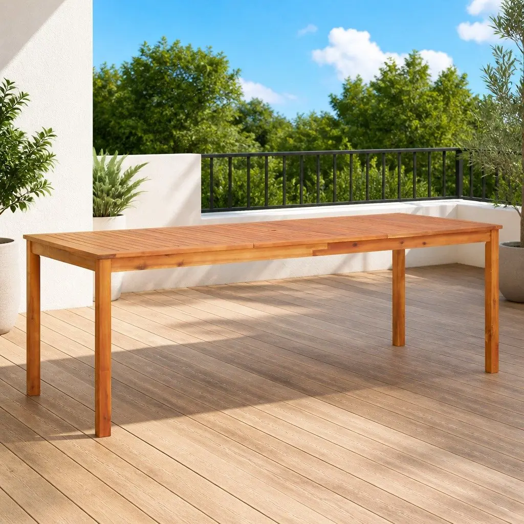 Solid Acacia Wood Garden Dining Table 215x90x74cm