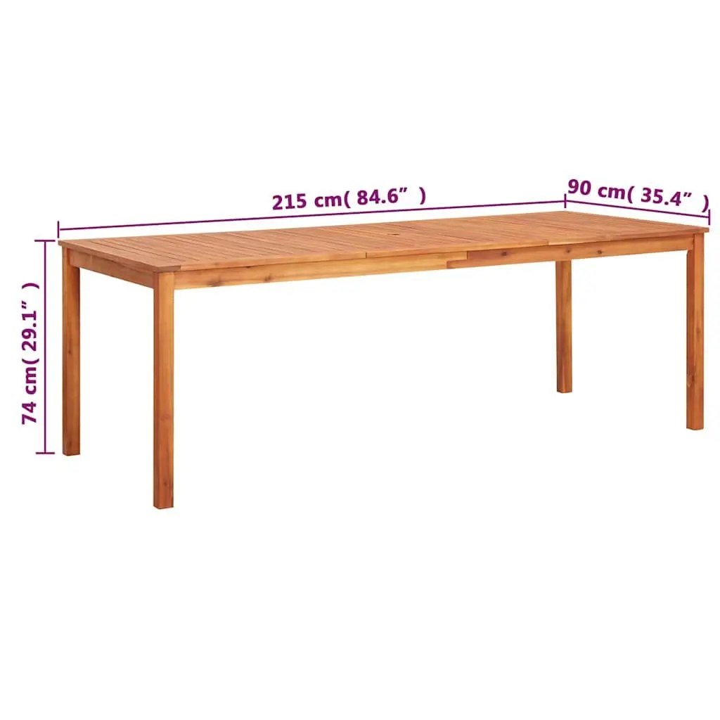 Solid Acacia Wood Garden Dining Table 215x90x74cm