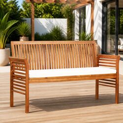 3-Seater Garden Bench: 150cm Brown Acacia Frame