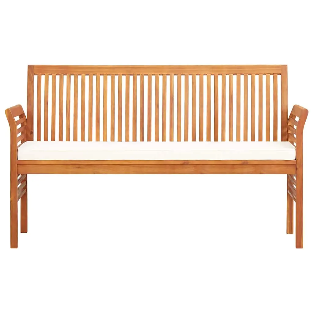 3-Seater Garden Bench for Patio 150cm Acacia Wood with Cushion Brown