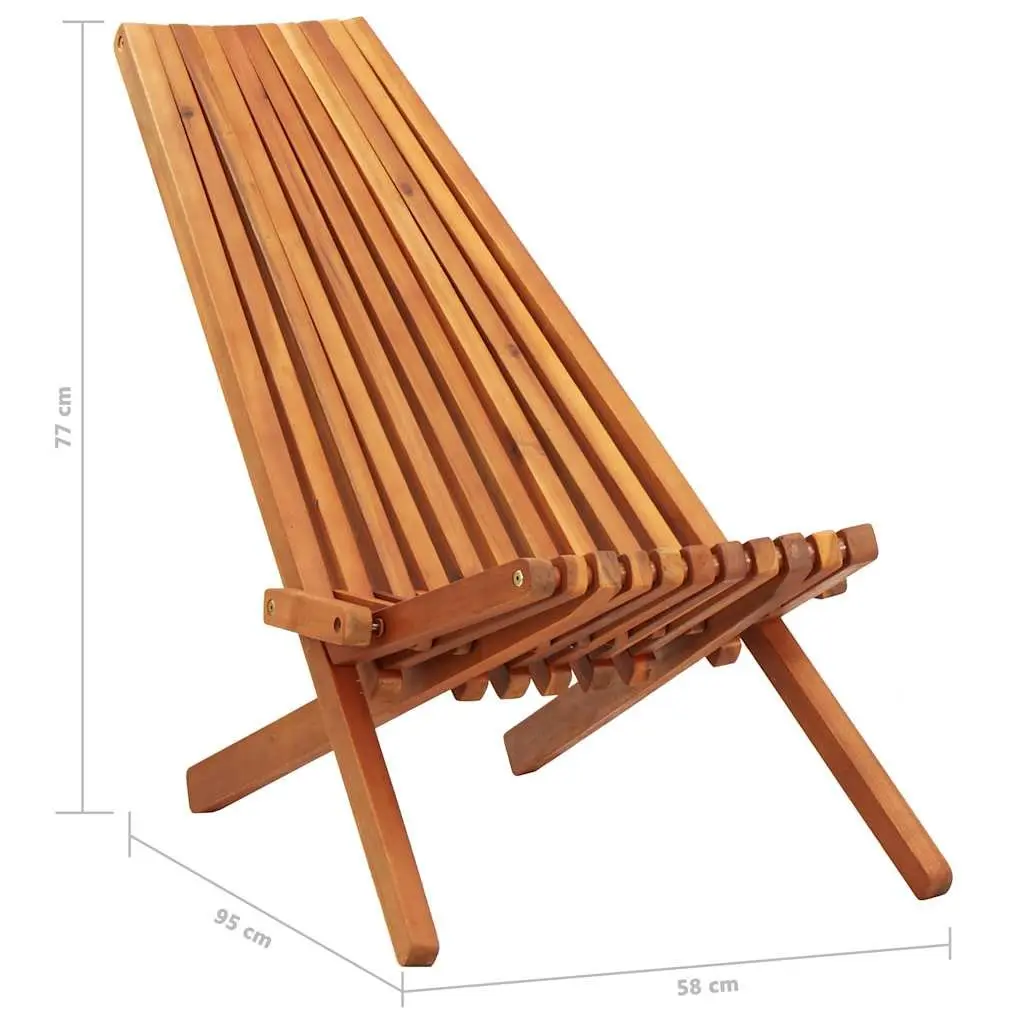 Folding Outdoor Lounge Chairs 2 pcs Acacia Wood Brown Garden Patio Seating
