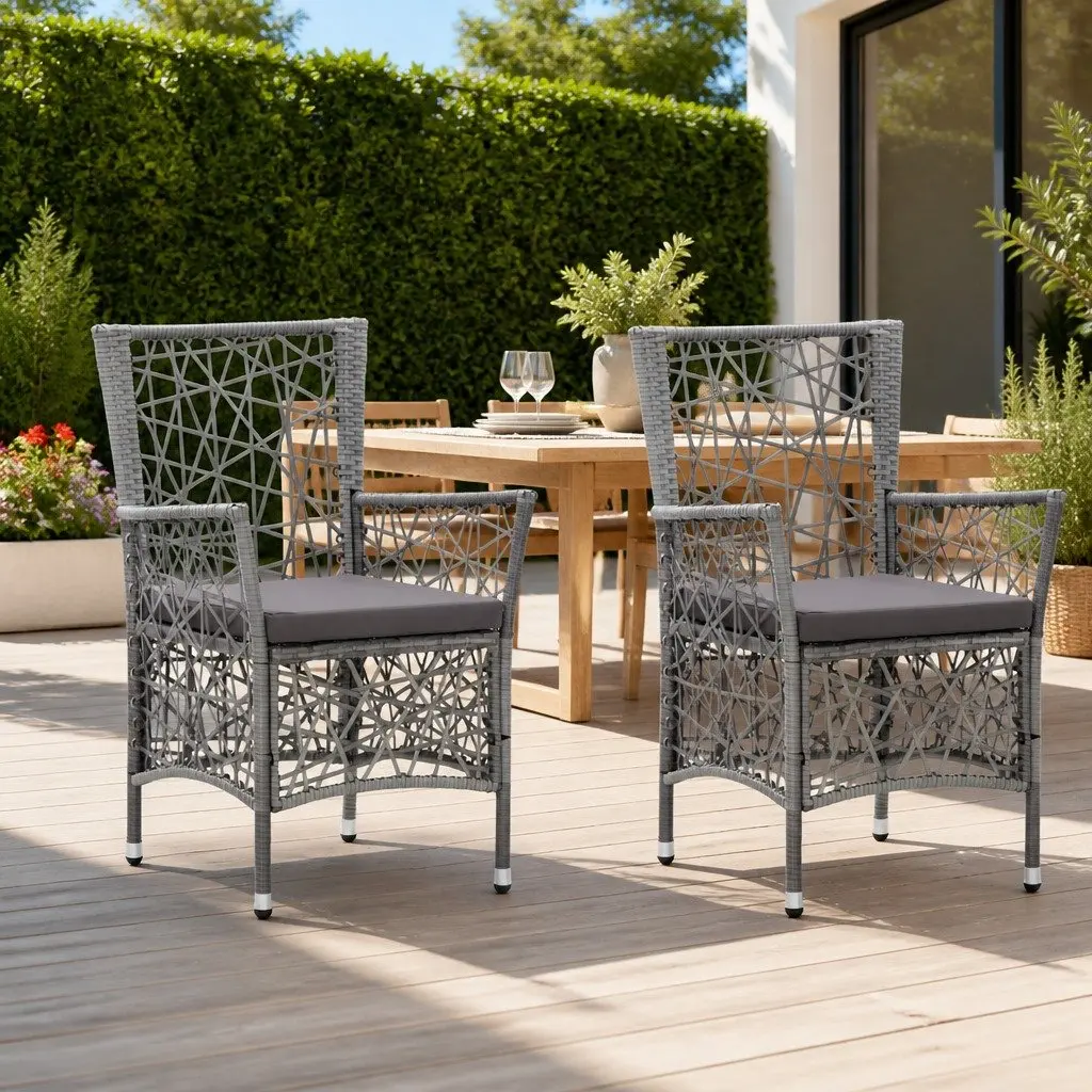 Grey Garden Chairs with Cushions Set