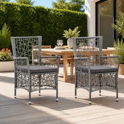 Specifications for Grey Garden Chairs with Cushions Set