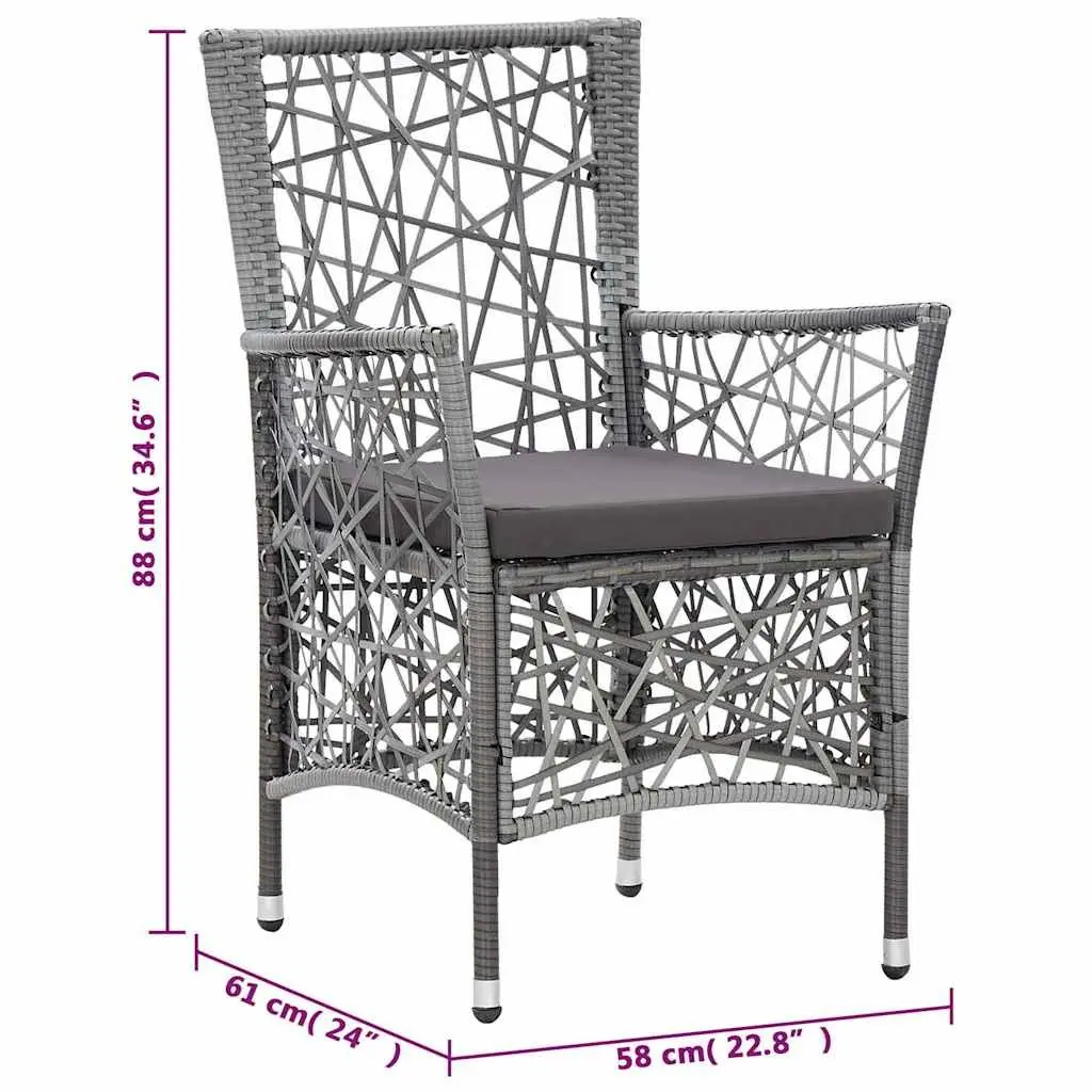 Grey Garden Chairs with Cushions Set