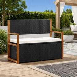 Black Poly Rattan Garden Storage Bench 115cm Specifications