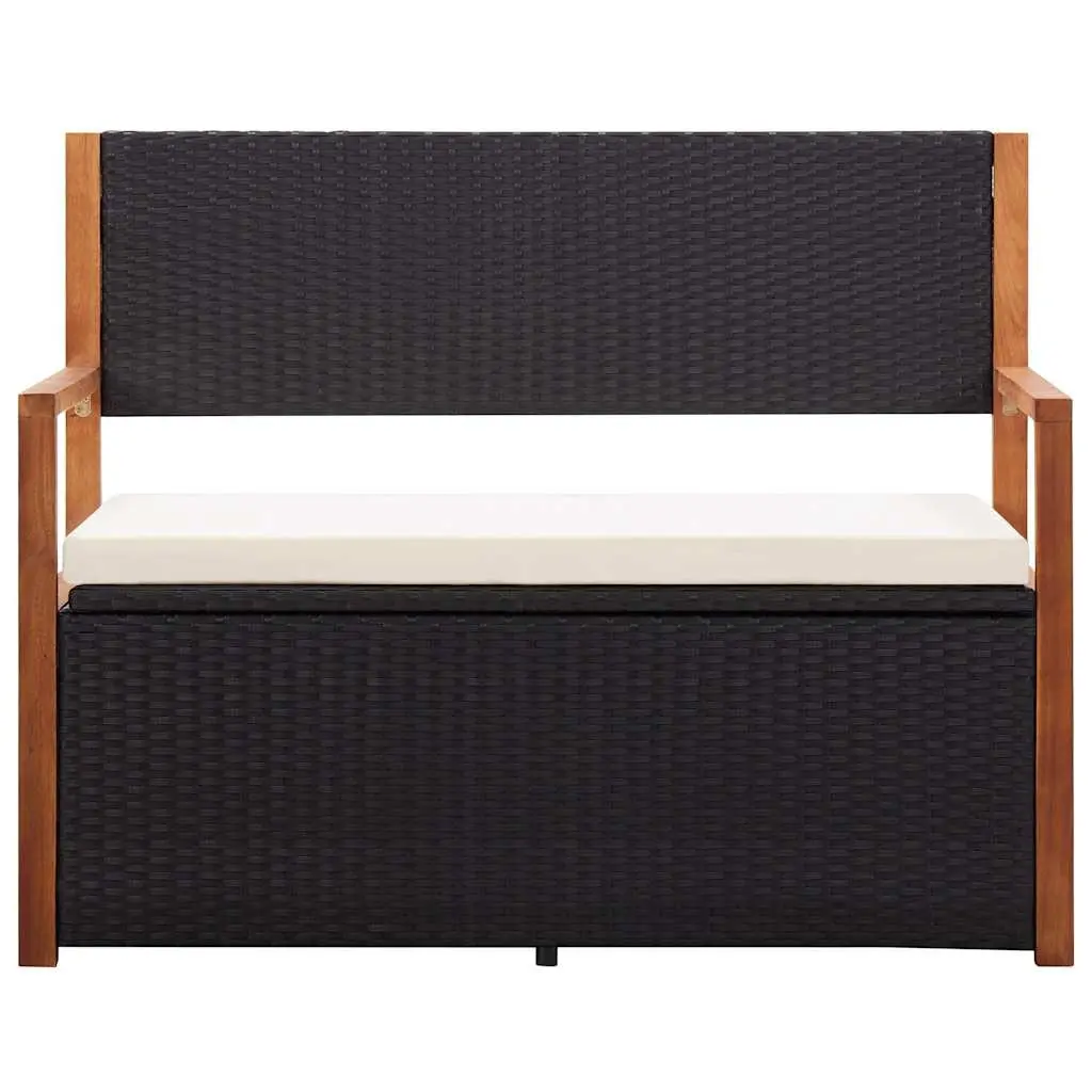 Black Poly Rattan Garden Storage Bench 115cm
