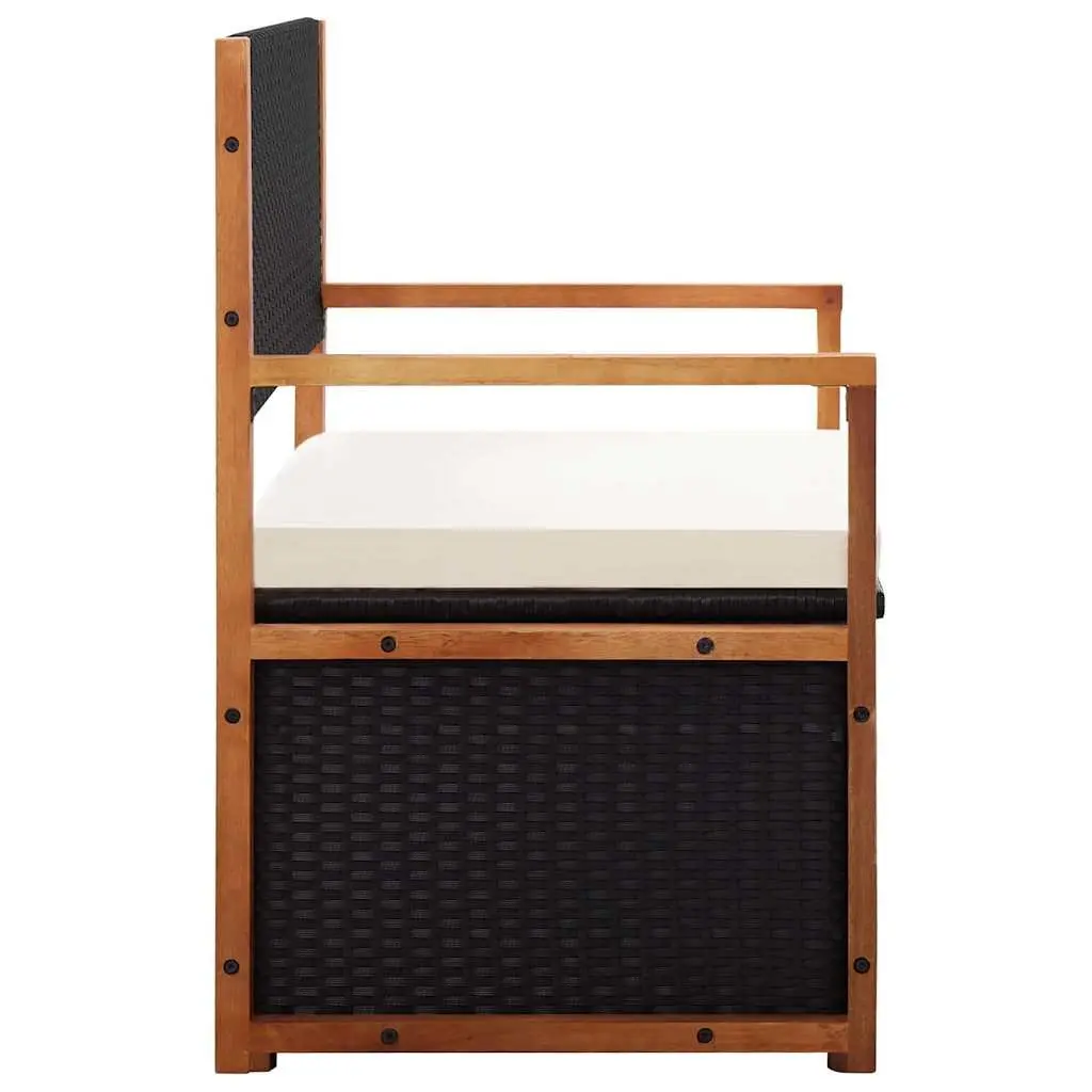 Black Poly Rattan Garden Storage Bench 115cm