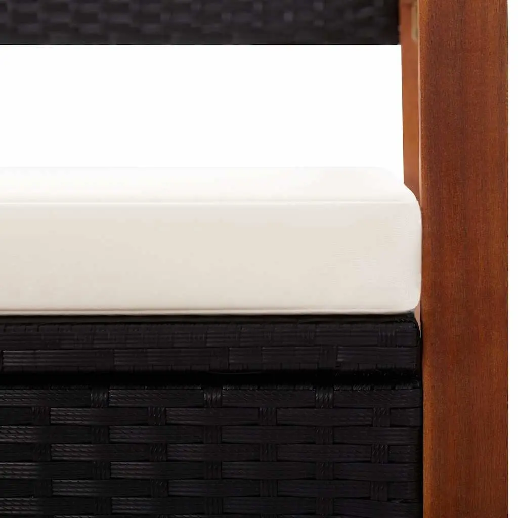 Black Poly Rattan Garden Storage Bench 115cm