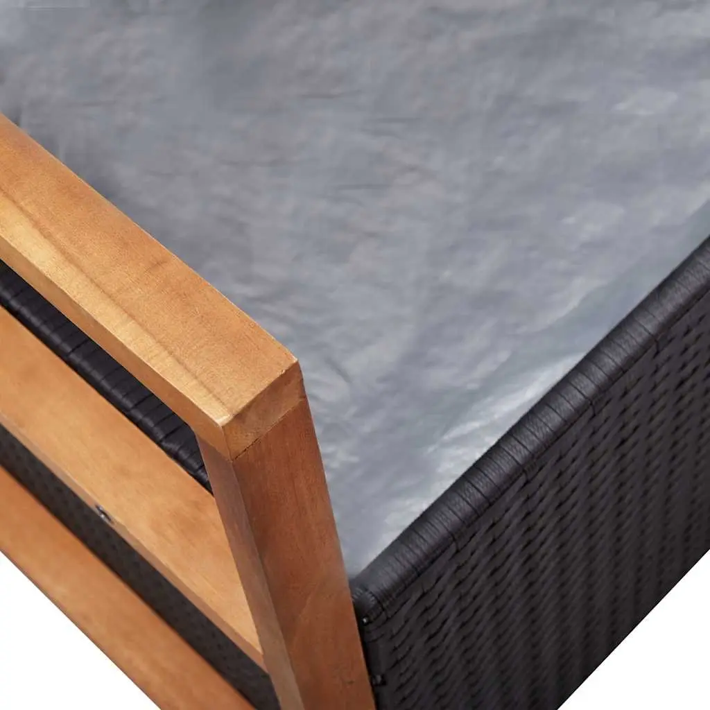 Black Poly Rattan Garden Storage Bench 115cm