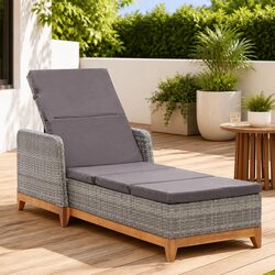 Specifications of the Grey Sun Lounger with Armrests