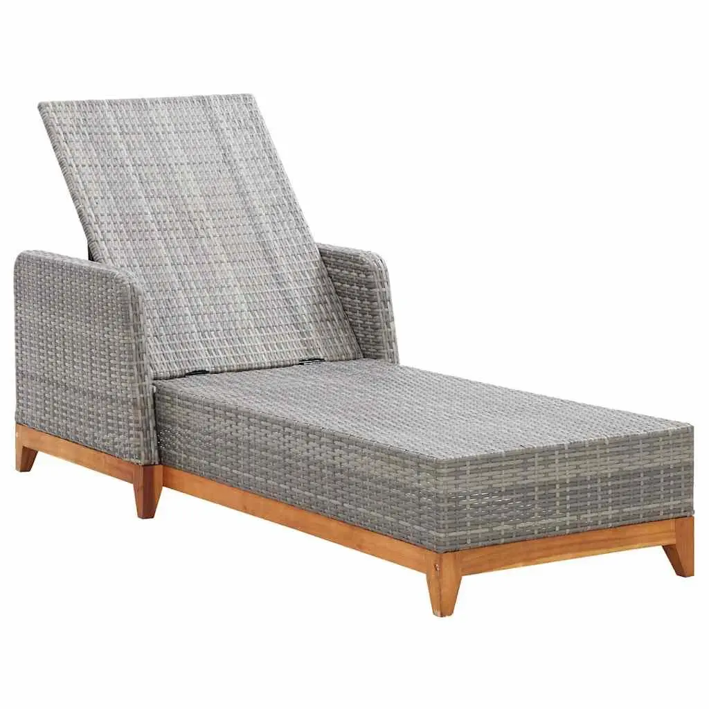 Outdoor Lounger Patio Garden Furniture Reclining With Armrests Grey