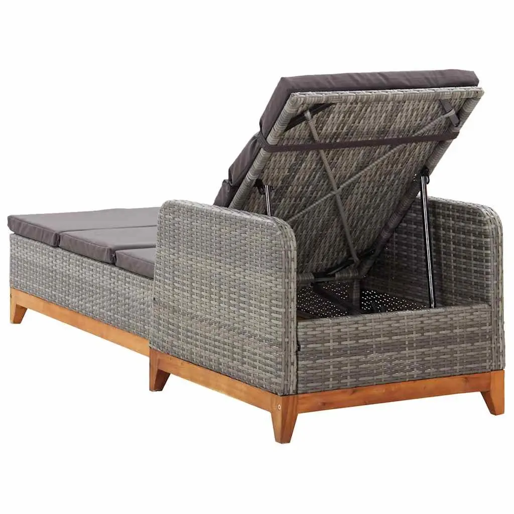 Outdoor Lounger Patio Garden Furniture Reclining With Armrests Grey
