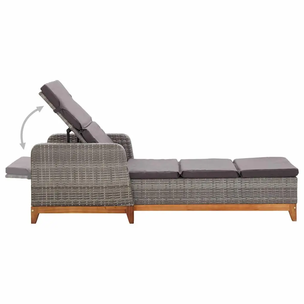Outdoor Lounger Patio Garden Furniture Reclining With Armrests Grey