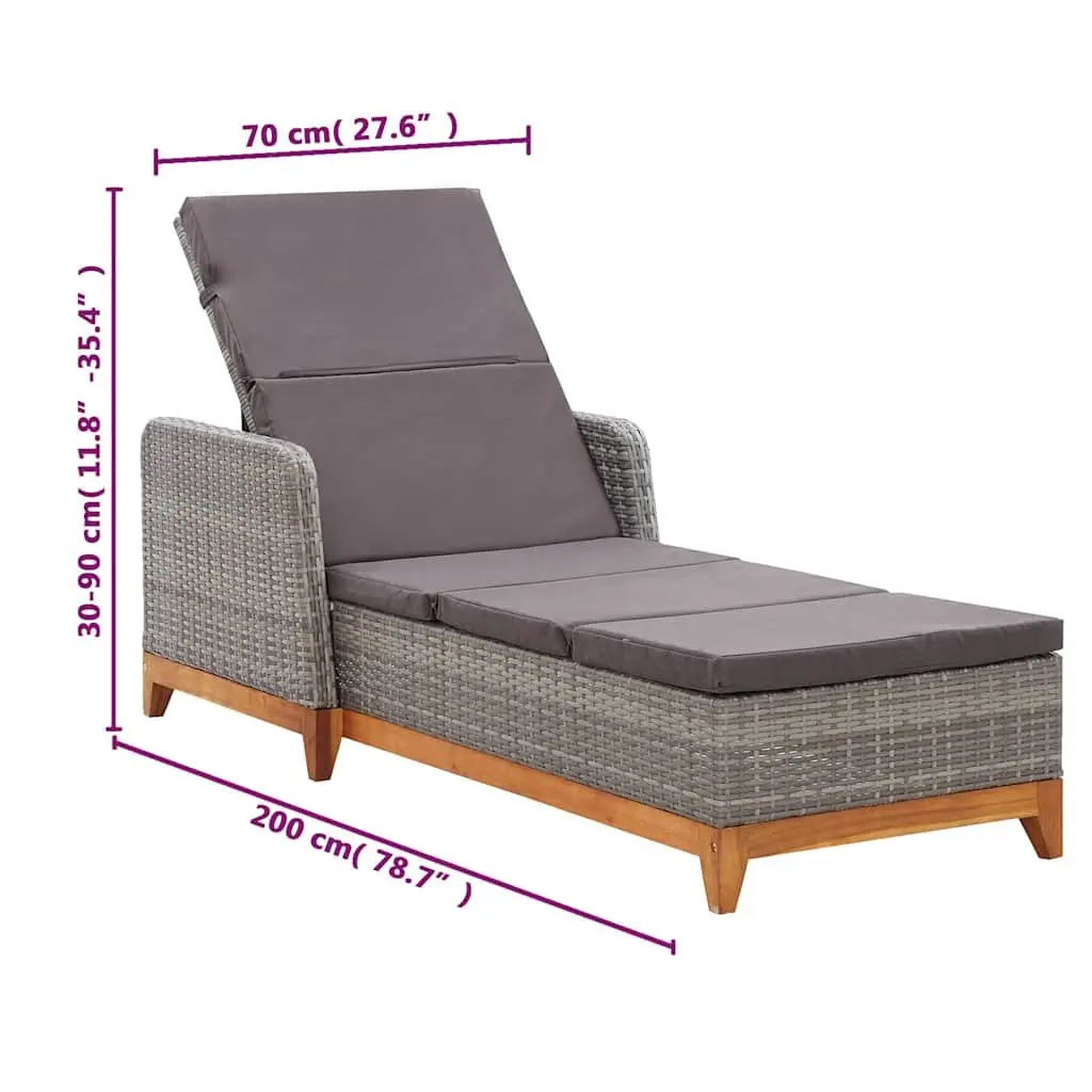 Outdoor Lounger Patio Garden Furniture Reclining With Armrests Grey