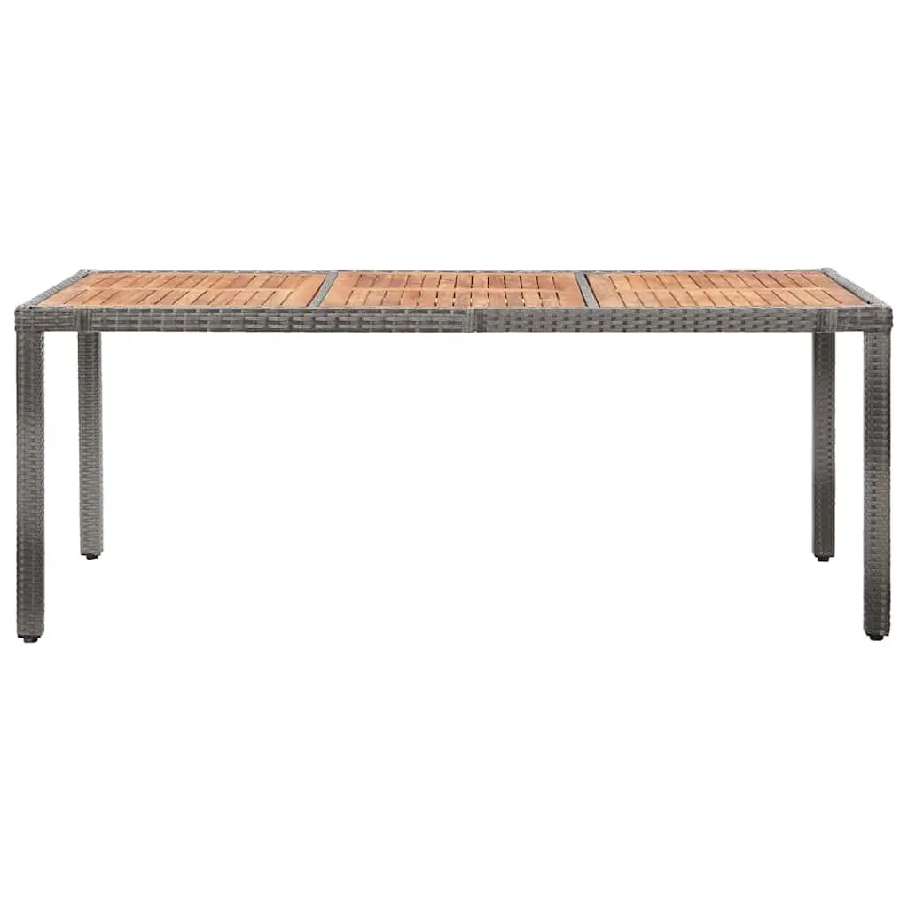 9 Piece Outdoor Dining Set Grey Poly Rattan Garden Furniture with Cushions and Adjustable Chairs for Patio Use