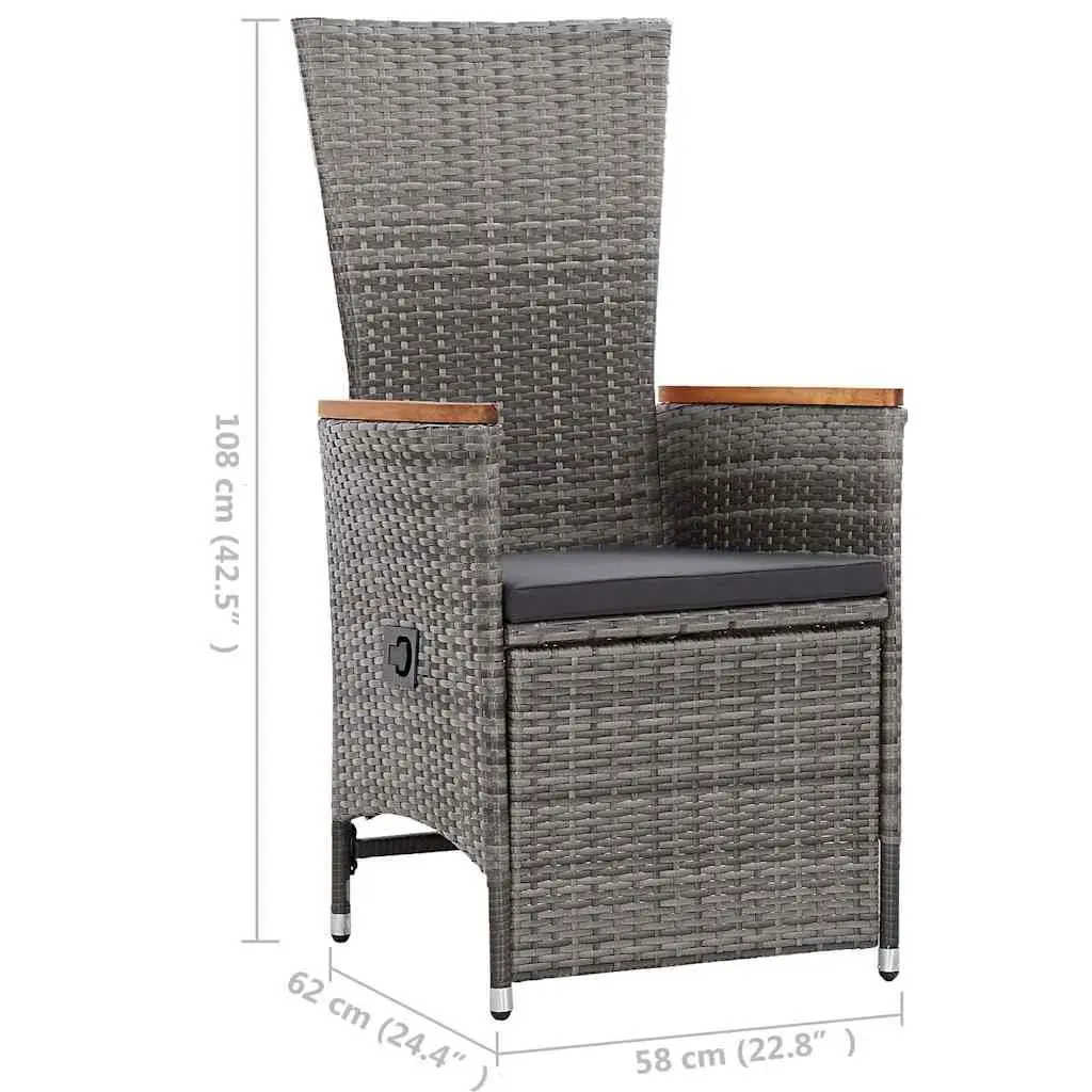 Reclining Garden Chairs Outdoor Use 2 Piece Grey