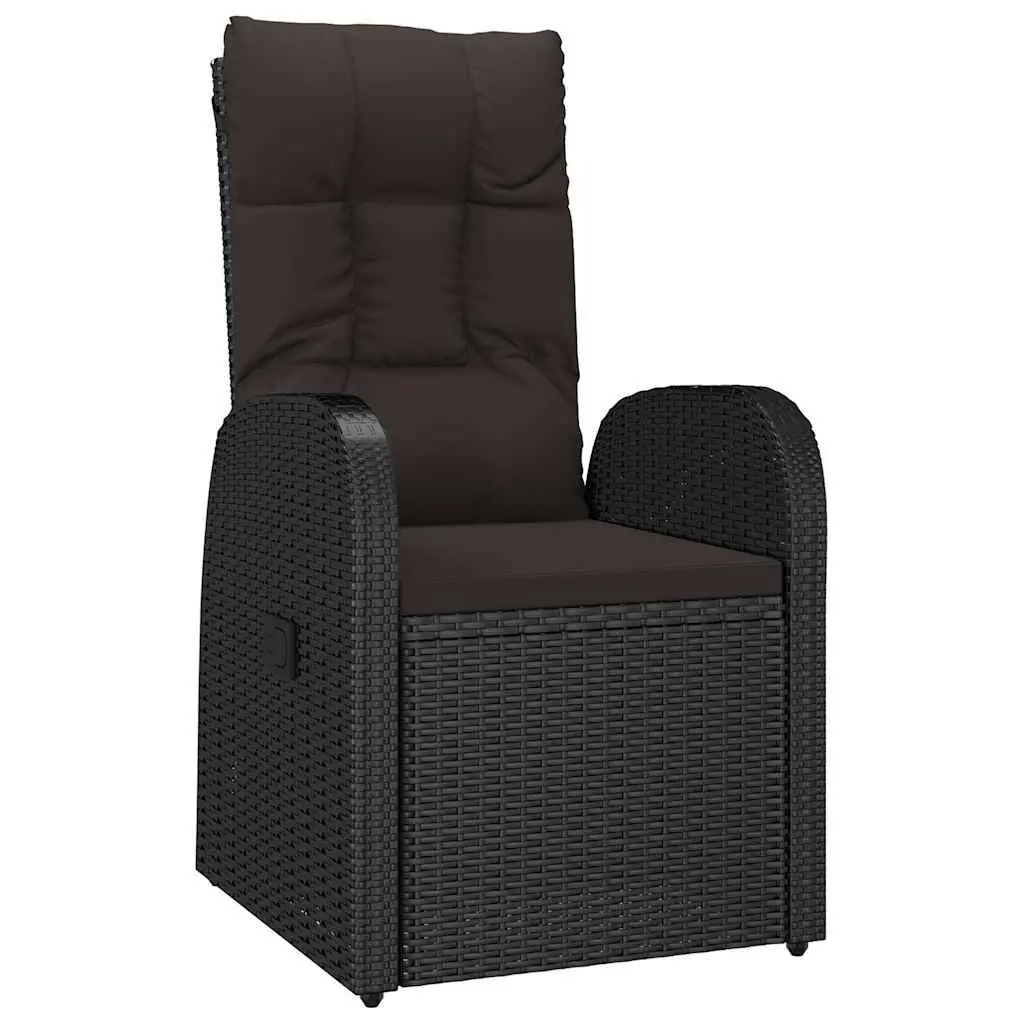 Outdoor Reclining Armchairs 2 pcs Poly Rattan Garden Patio Lounge Chairs Black