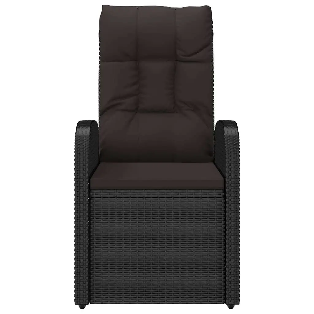 Outdoor Reclining Armchairs 2 pcs Poly Rattan Garden Patio Lounge Chairs Black