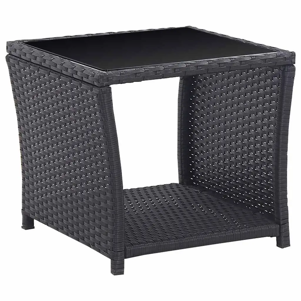 3 Piece Outdoor Bistro Set for Patio Garden Black Poly Rattan with Cushions