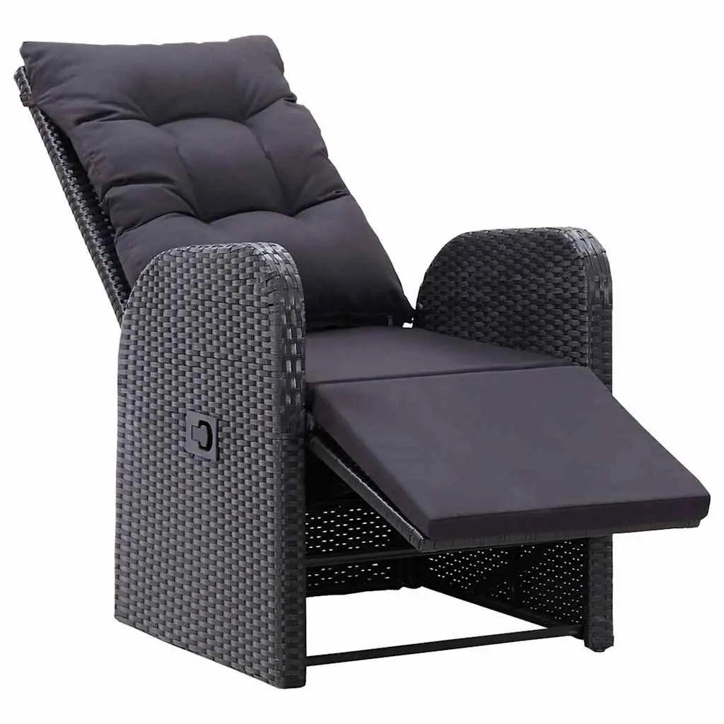 3 Piece Outdoor Bistro Set for Patio Garden Black Poly Rattan with Cushions