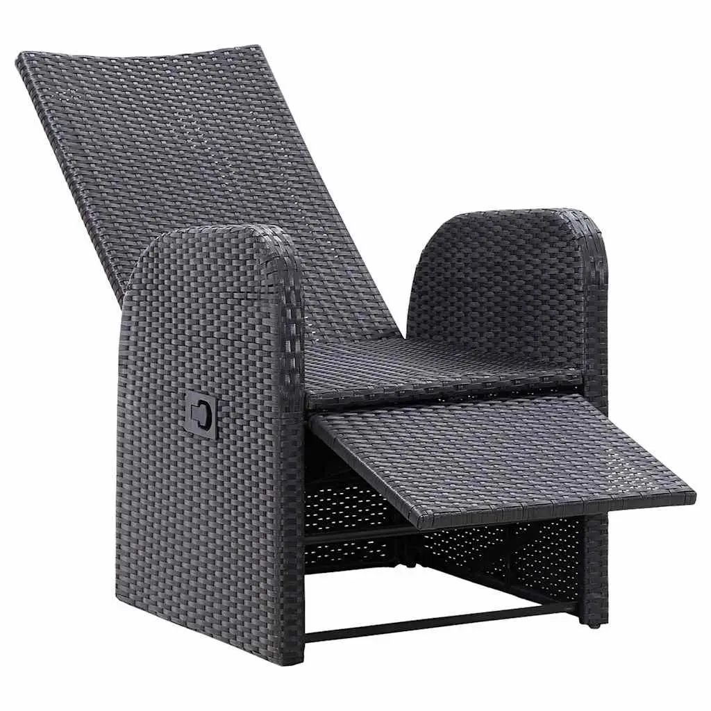 3 Piece Outdoor Bistro Set for Patio Garden Black Poly Rattan with Cushions