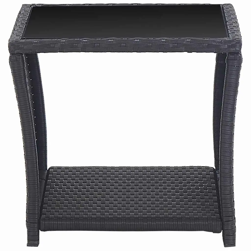 3 Piece Outdoor Bistro Set for Patio Garden Black Poly Rattan with Cushions