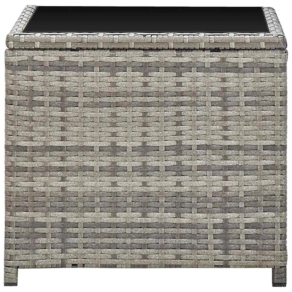 Outdoor Coffee Table Grey Poly Rattan Glass Top Patio Garden Furniture