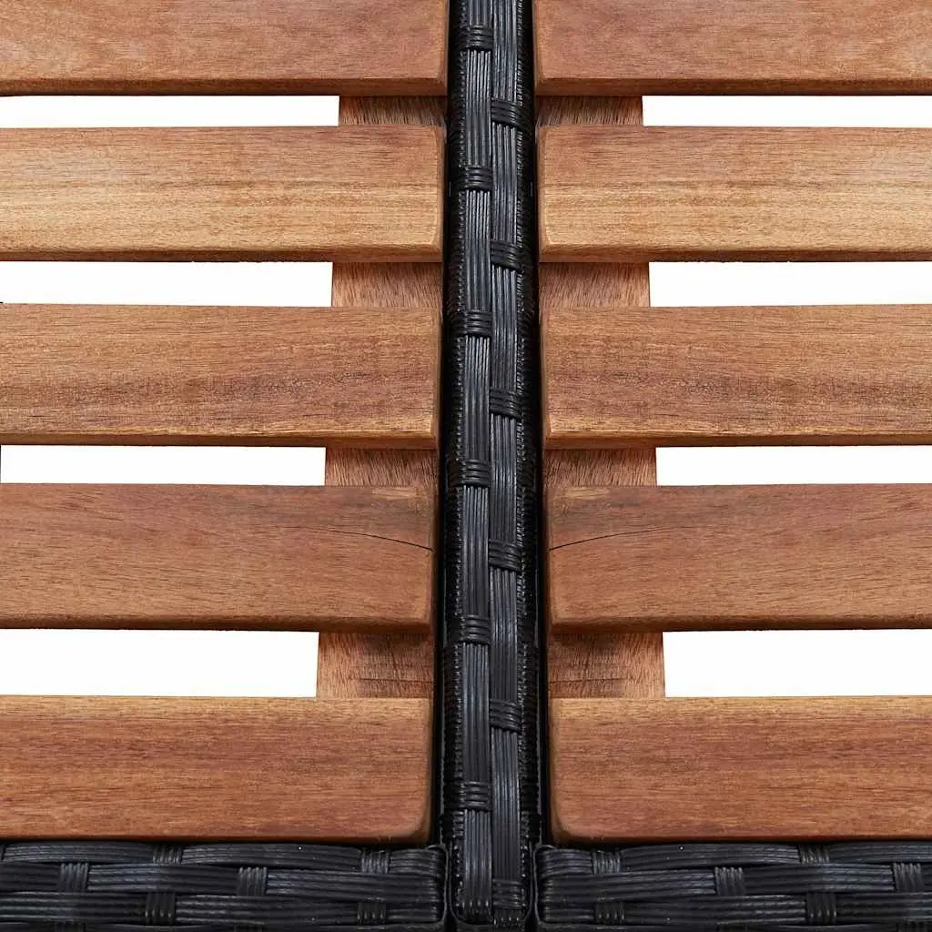 Square Spa Surround for Hot Tub Area 268 x 268 cm Black Poly Rattan with Steel Frame and Solid Wood Steps