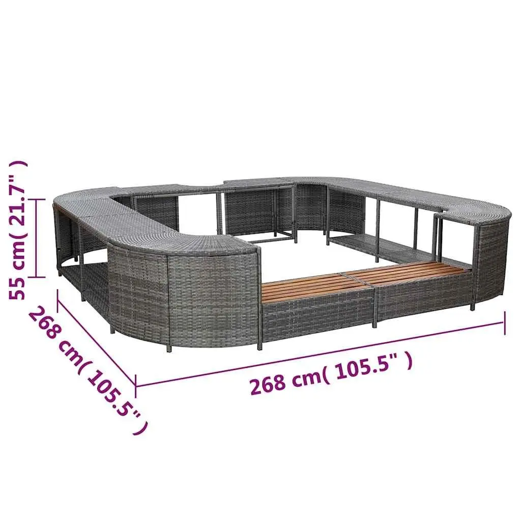 Square Spa Surround Grey 268cm