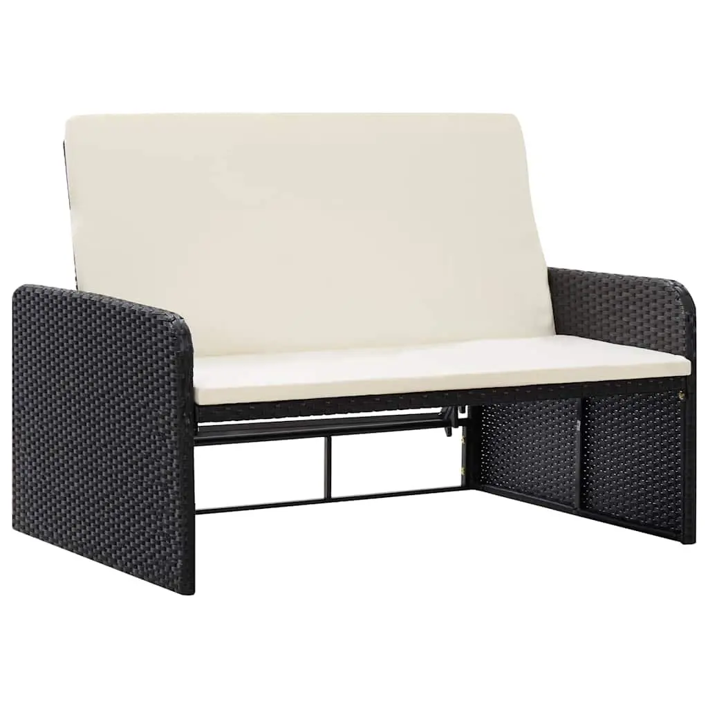 2 Piece Garden Lounge Set Outdoor Sofa Rattan Furniture Black