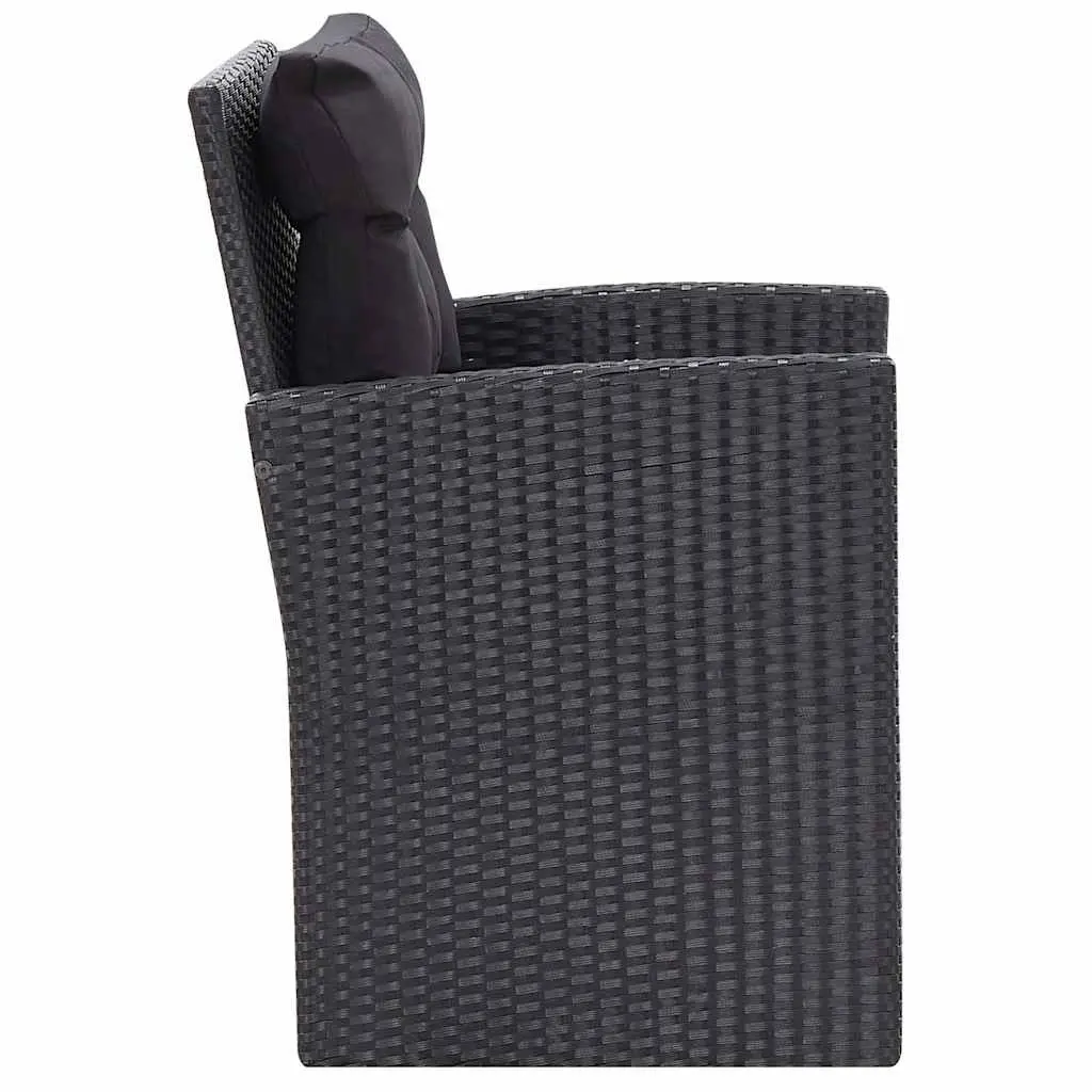 Garden Lounge Set Outdoor Patio 6 Piece Poly Rattan Black Cushions