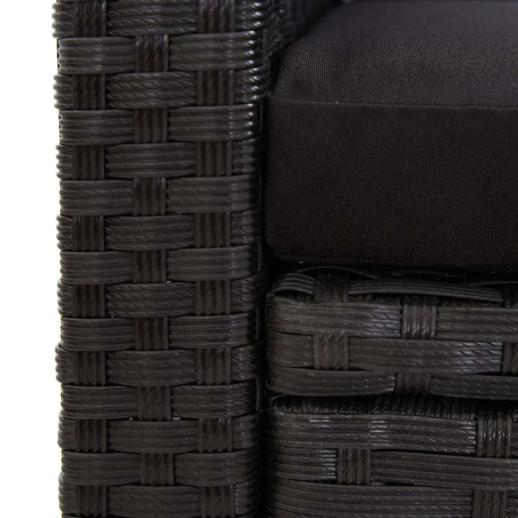 Garden Lounge Set Outdoor Patio 6 Piece Poly Rattan Black Cushions