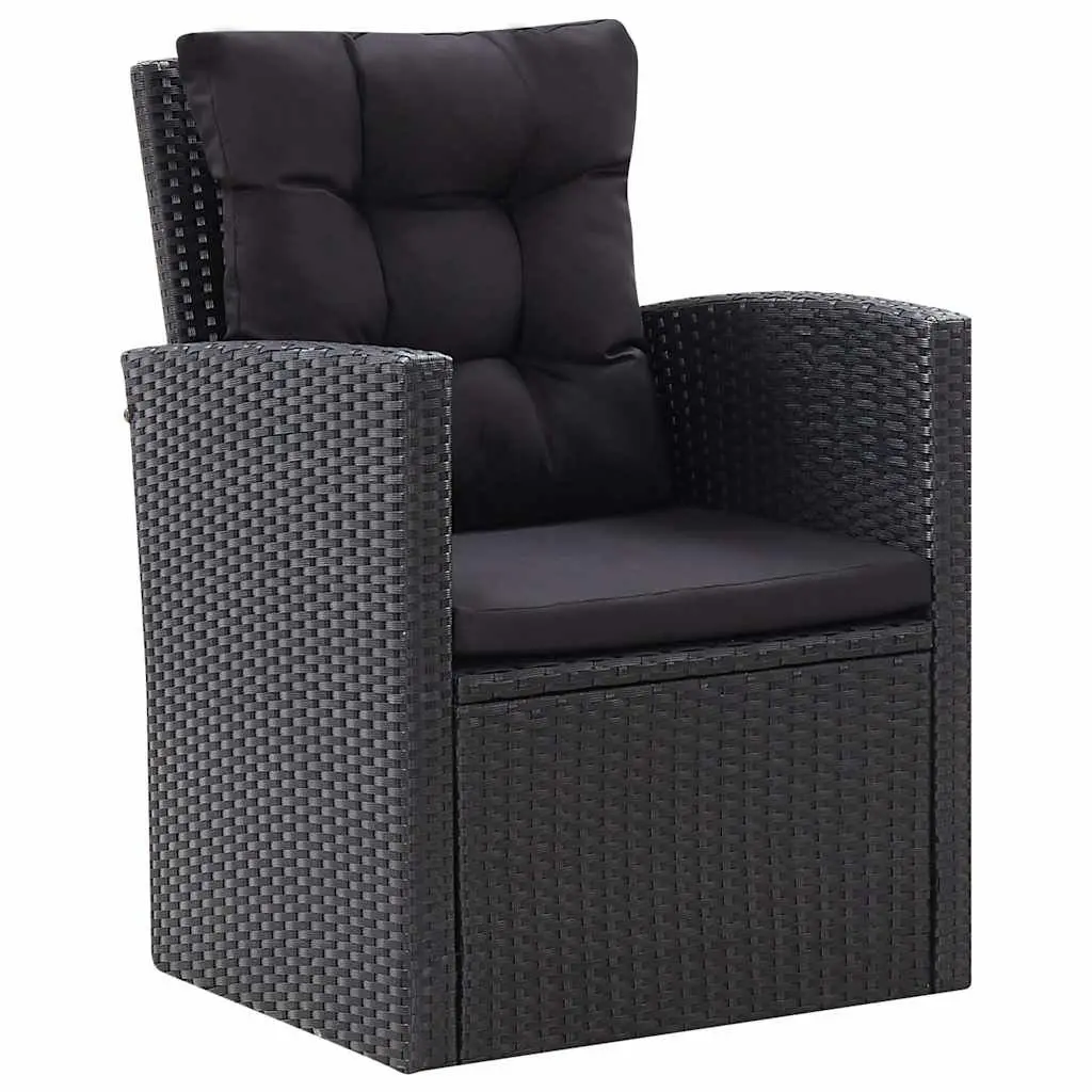 Garden Lounge Set Outdoor Patio 6 Piece Poly Rattan Black Cushions