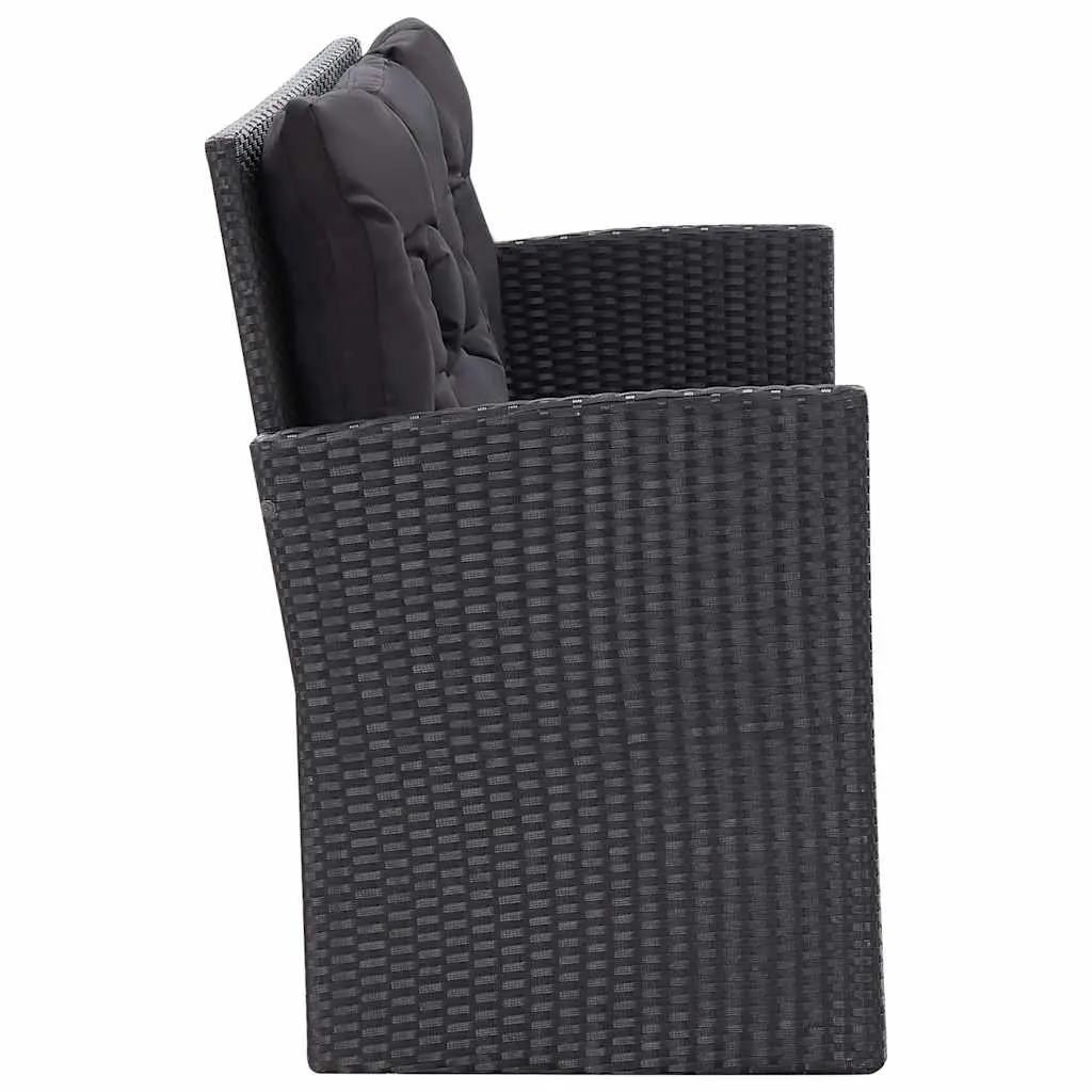 Garden Lounge Set Outdoor Patio 6 Piece Poly Rattan Black Cushions