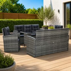 5-Piece Grey Garden Patio Furniture Set - Cushions Included