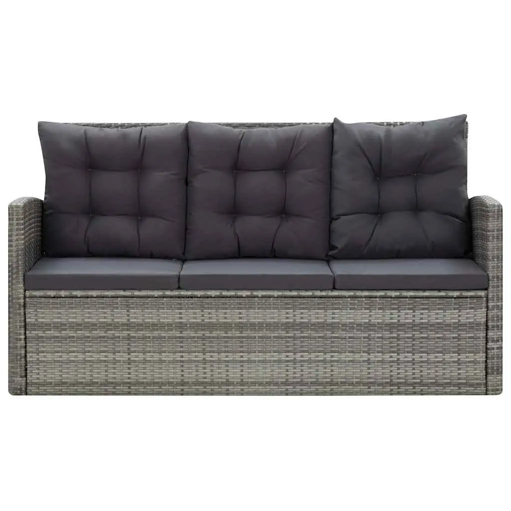 Outdoor Dining Set 5 Piece Grey Poly Rattan Garden Patio Furniture with Cushions