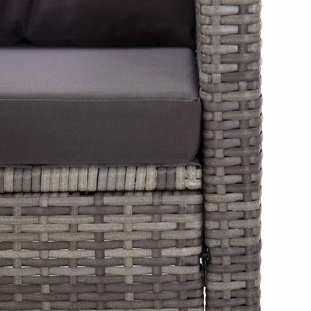 2-Seater Garden Sofa for Patio Grey Poly Rattan 124cm