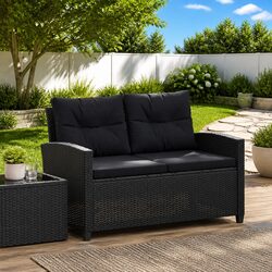 Specifications for 2-Seater Black Garden Sofa with Cushions