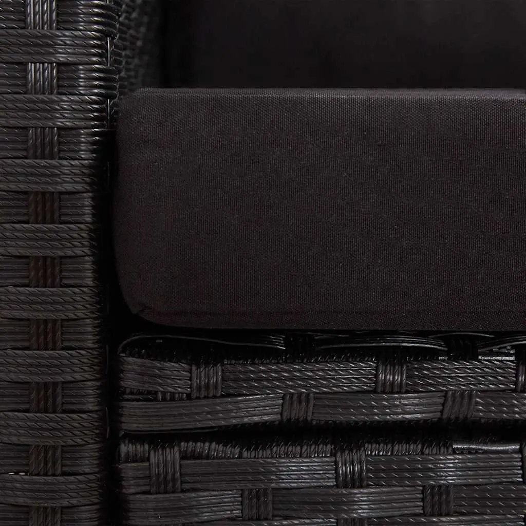 2-Seater Black Garden Sofa with Cushions