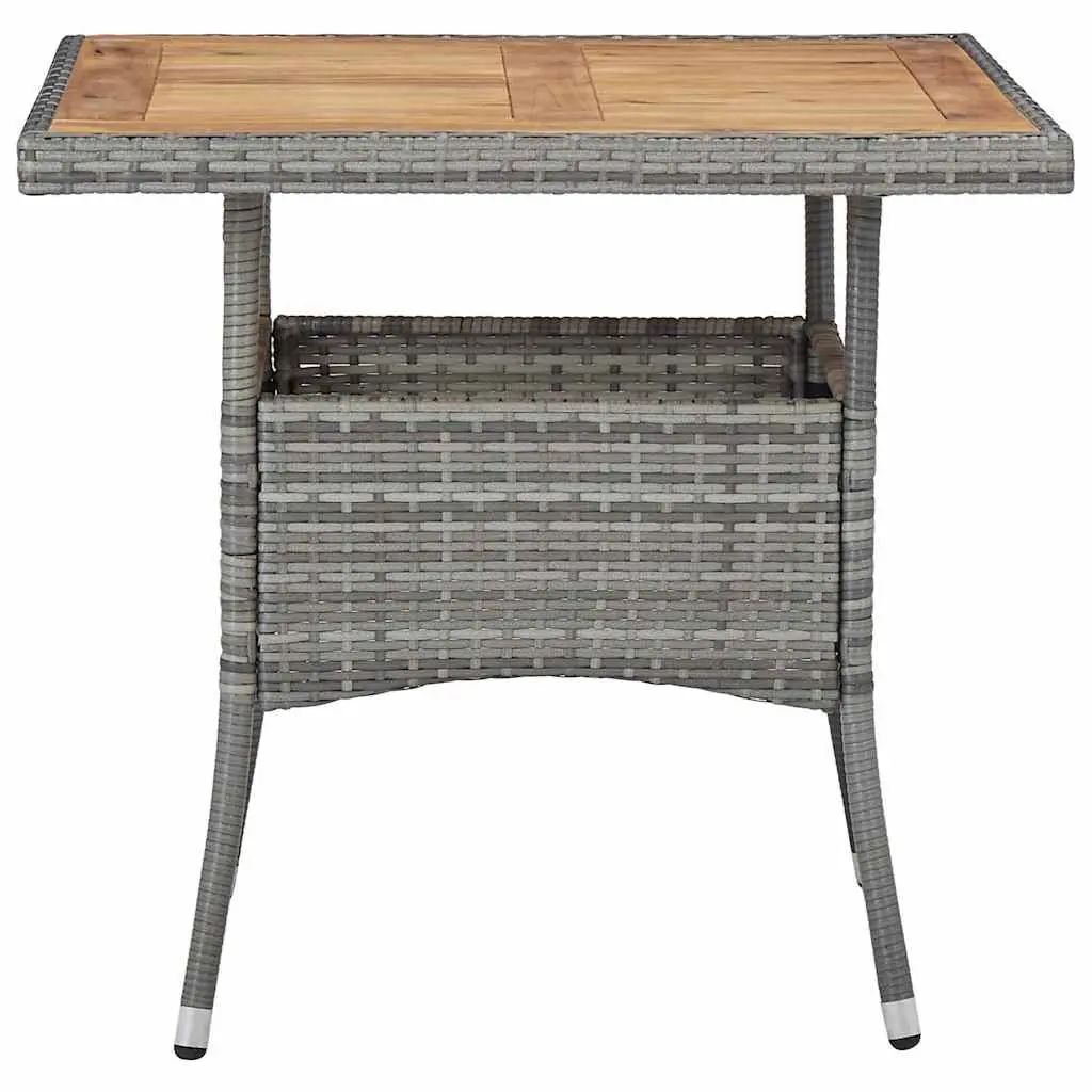 Outdoor Dining Table Grey Poly Rattan Acacia Wood Patio Garden 4 Seater Backyard