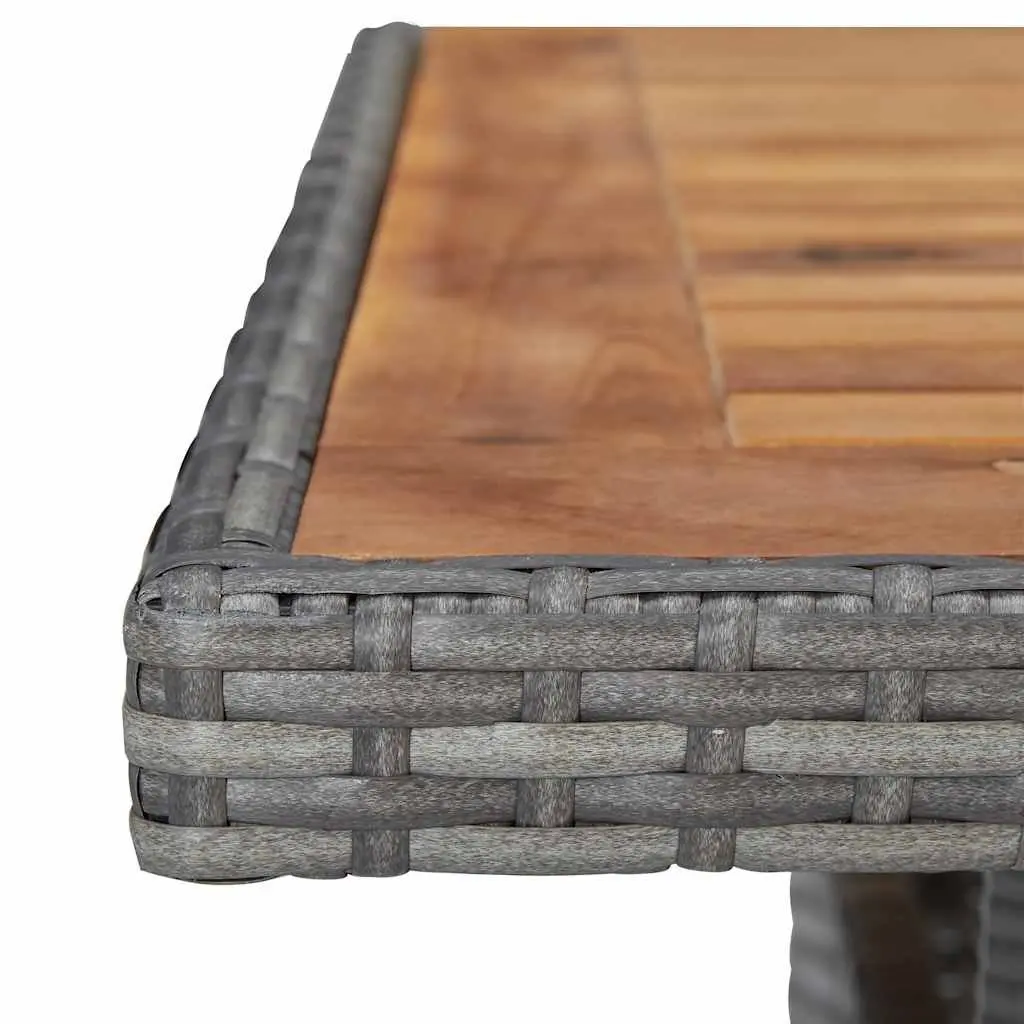 Outdoor Dining Table Grey Poly Rattan Acacia Wood Patio Garden 4 Seater Backyard