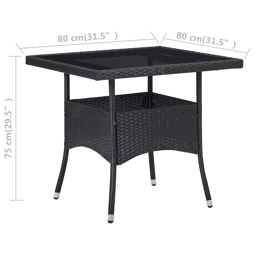 Black Poly Rattan Outdoor Dining Table
