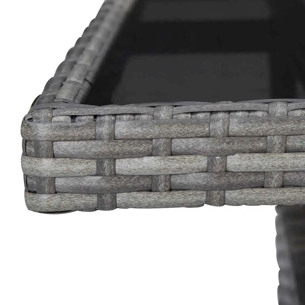 Outdoor Dining Table Grey Poly Rattan Glass 4 Seater Patio Furniture